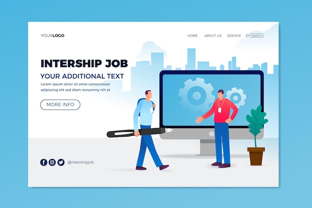 Free vector internship job landing page template