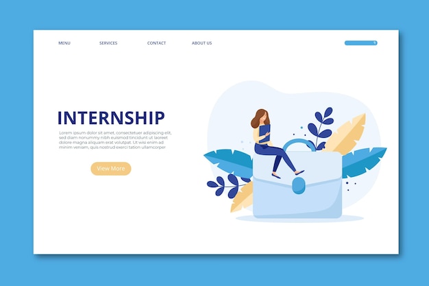 Free vector internship job landing page template