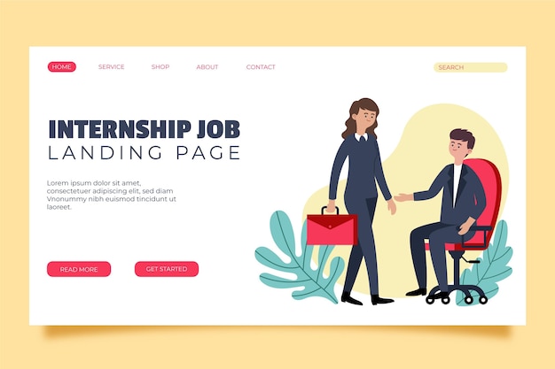 Free vector internship job landing page