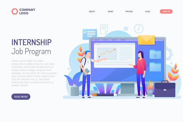 Internship job landing page