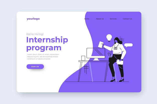 Internship job landing page