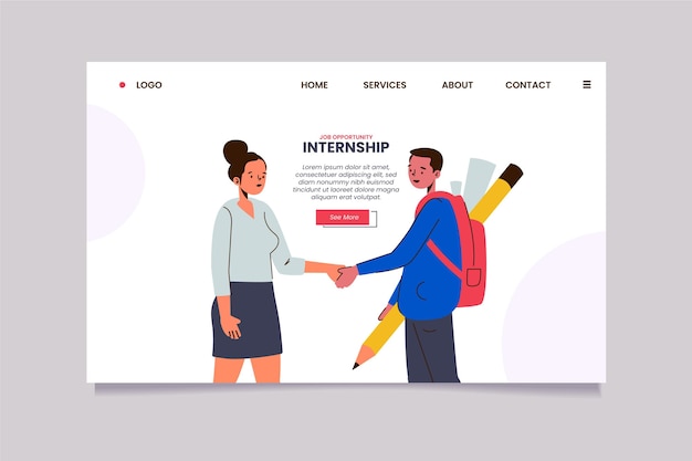 Free vector internship job landing page