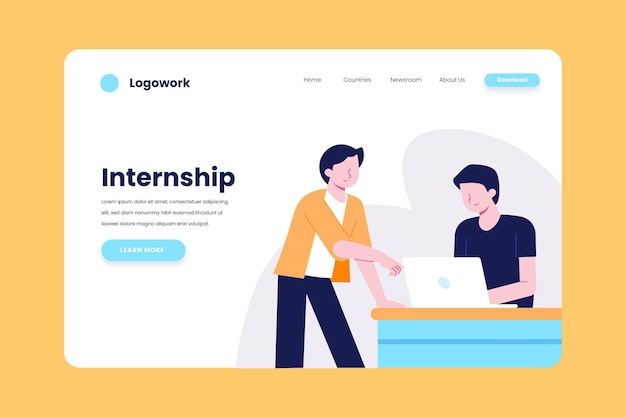 Free vector internship job landing page