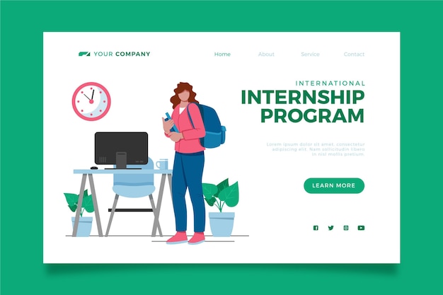 Free vector internship job landing page