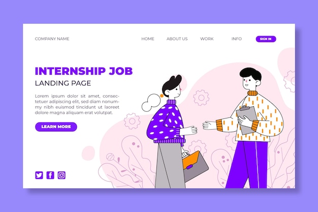 Internship job landing page