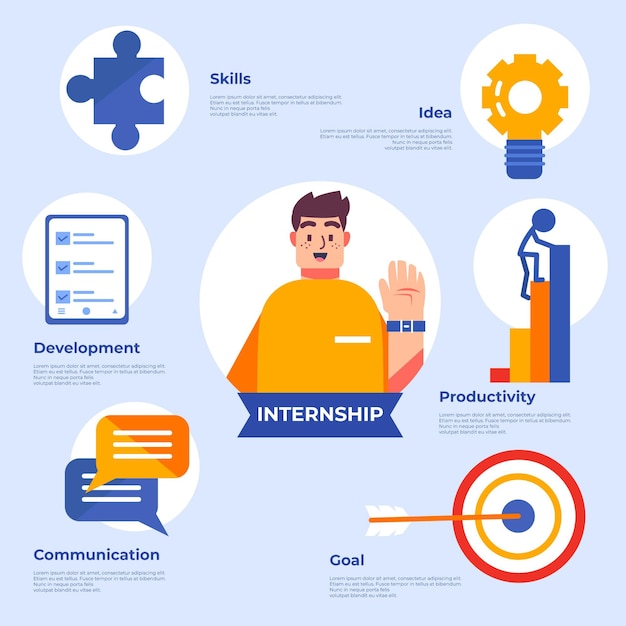 Free vector internship job training infographic with details