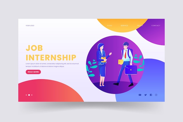 Free vector internship job web template illustrated