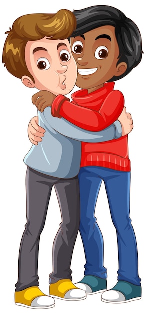 Free vector interracial male couple cartoon character