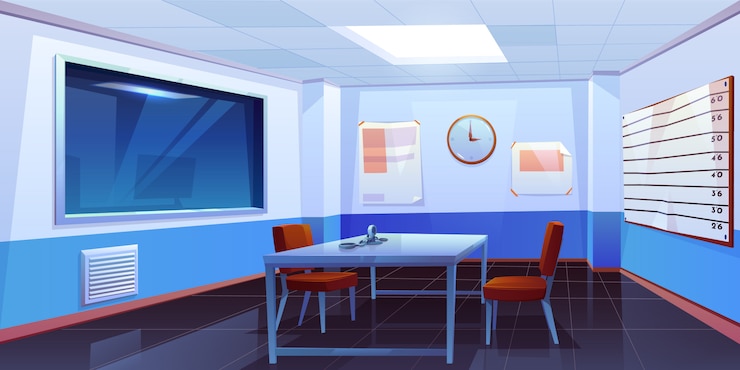 Free Vector interrogation room in police station interior