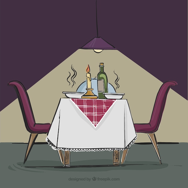 Intimate dinner in a restaurant