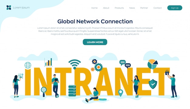 Free vector intranet. global network connection technology. business team.