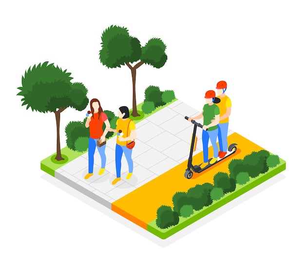 Introvert and extrovert people isometric concept with joint walk symbols vector illustration