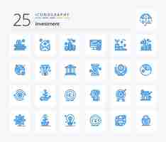 Free vector investment 25 blue color icon pack including money growth investment finance graph