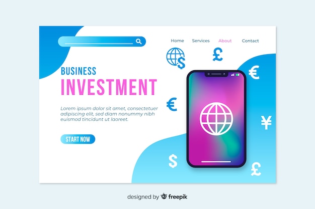Investment business landing page