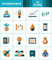 Free vector investment icons set