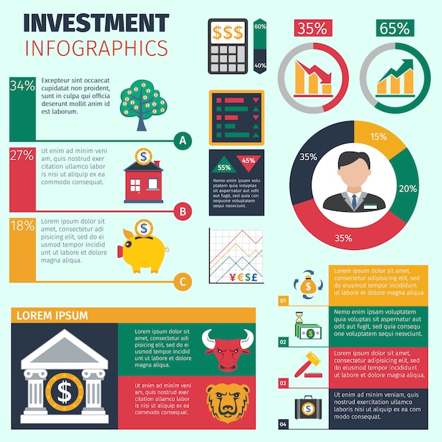 Investment infographics set