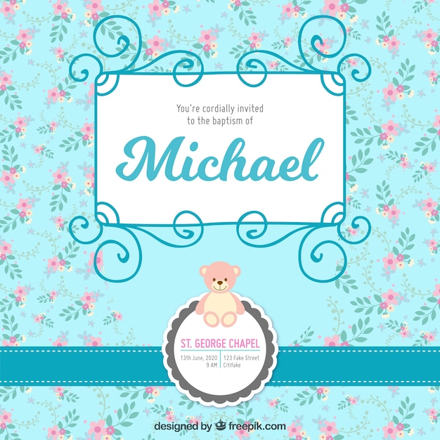 Free vector invitation for a baptism