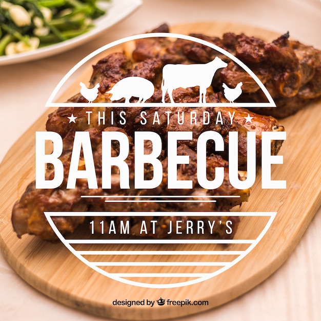 Free vector invitation for a barbecue with a nice label