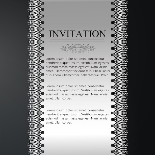 Invitation card with floral seamless pattern