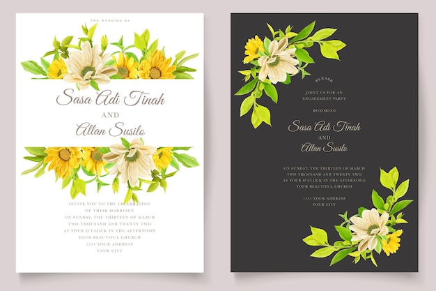 Free vector invitation card with sunflower design