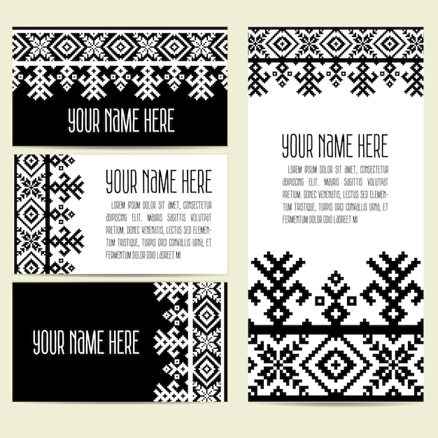 Invitation, cards with ethnic ornamental elements