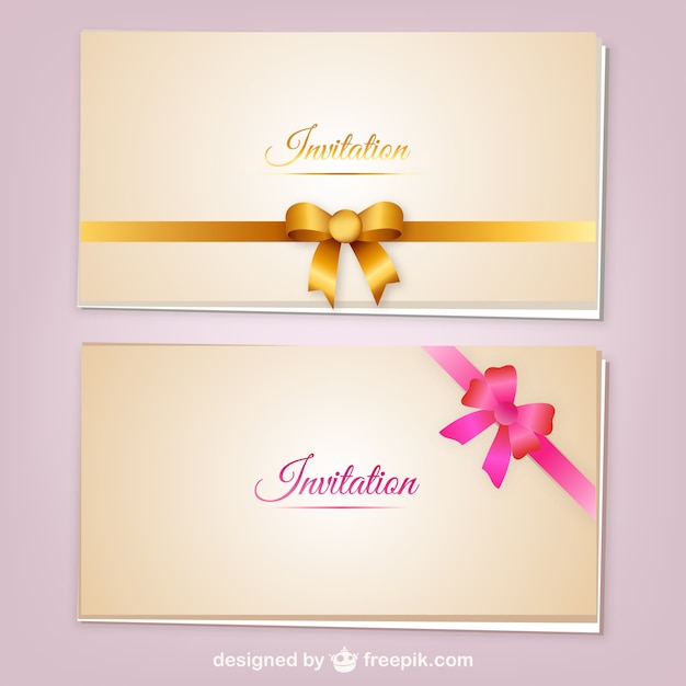 Free vector invitation cards with ribbons vector