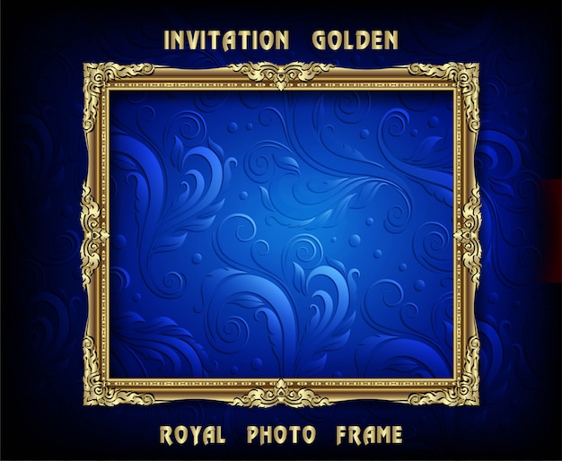 Invitation of golden photo frame vector design