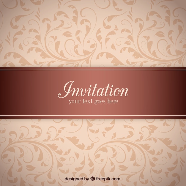 Invitation label on ornamental pattern
