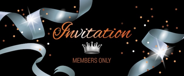 Free vector invitation members only lettering on black background