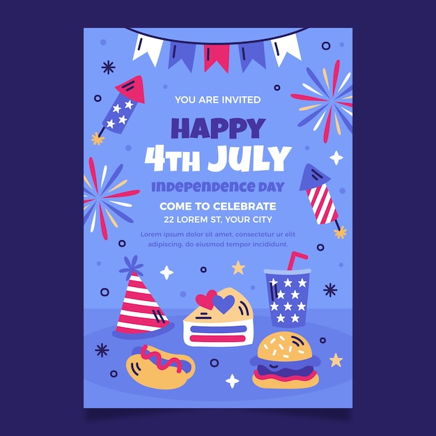 Invitation template for american 4th of july celebration
