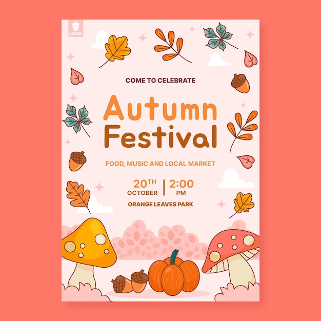 Free vector invitation template for autumn season celebration