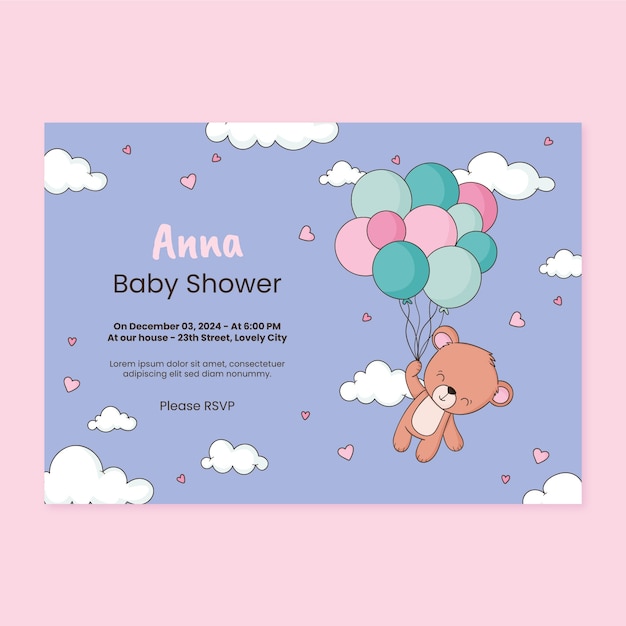 Vettore gratuito modello di invito per baby shower