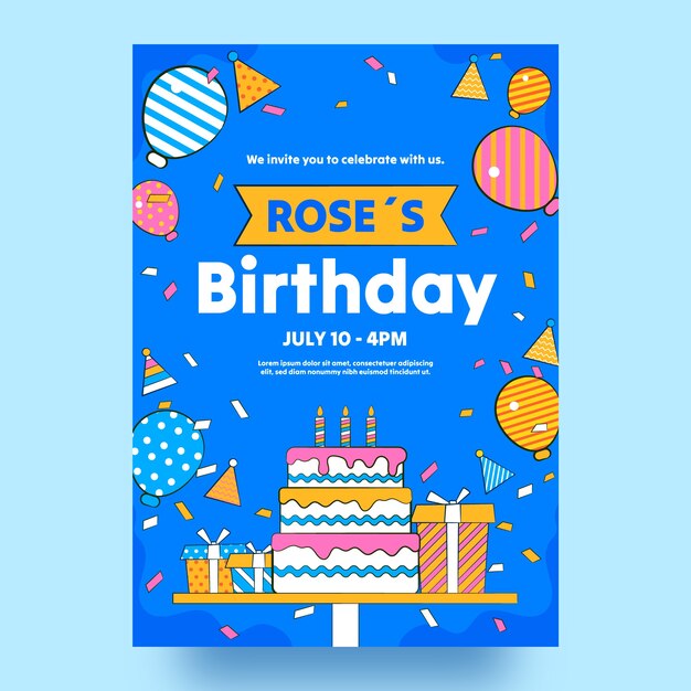 Free Vector | Invitation template for birthday party celebration