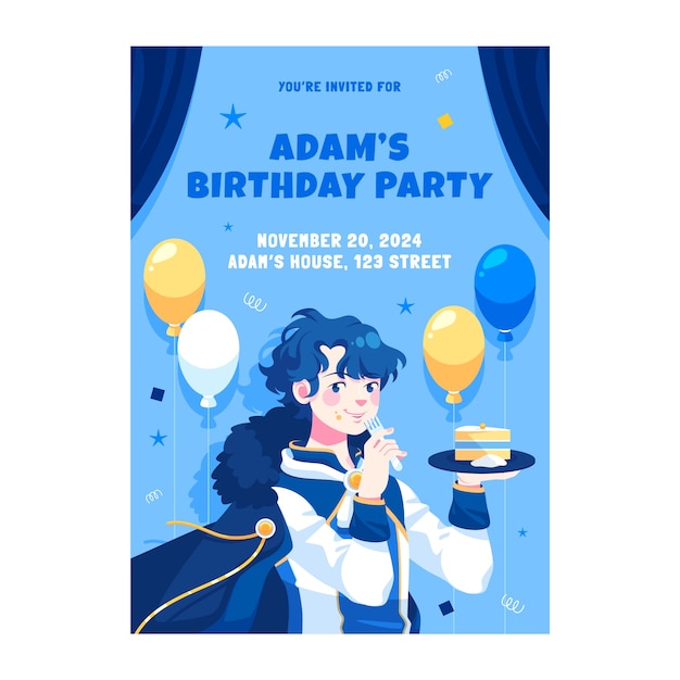 Free vector invitation template for birthday party celebration