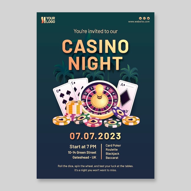 Invitation template for casino experience and gambling