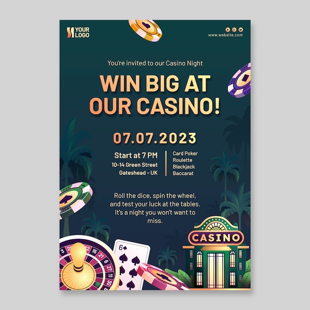 Free vector invitation template for casino experience and gambling