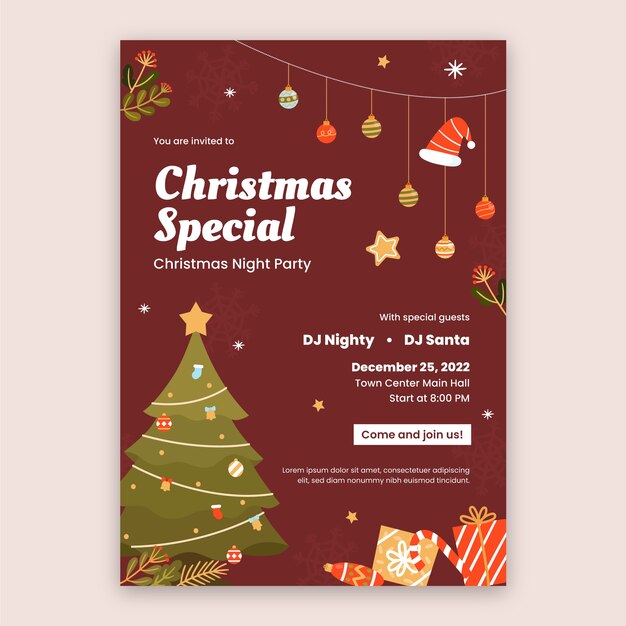 Free Vector invitation template for christmas season celebration
