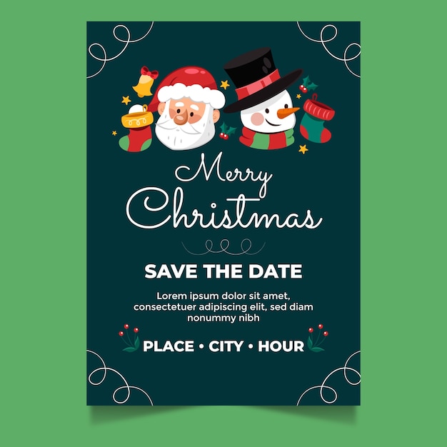 Free vector invitation template for christmas season celebration