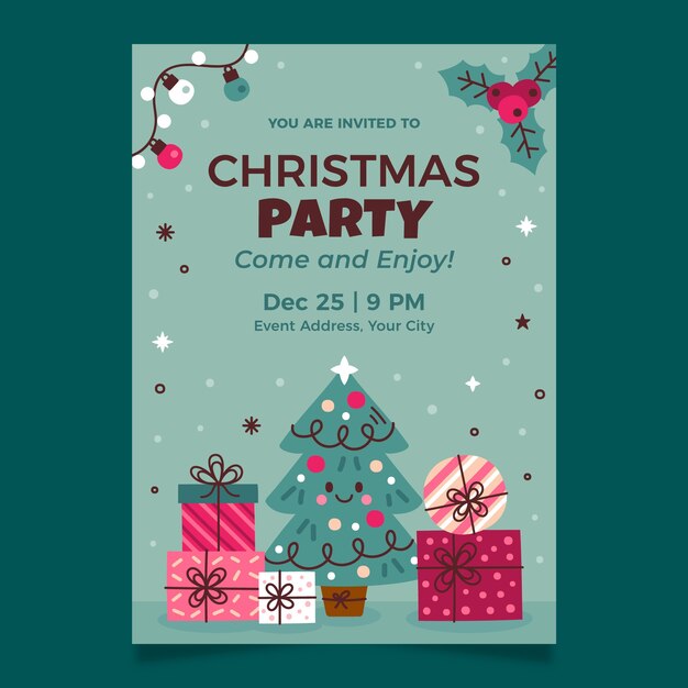 Free vector invitation template for christmas season celebration