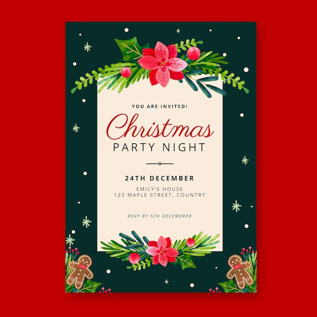 Free vector invitation template for christmas season celebration