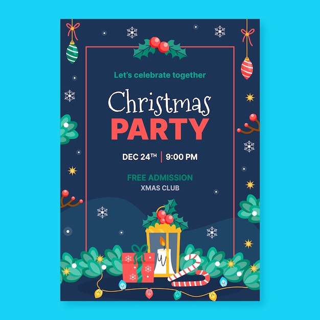 Invitation template for christmas season with present and candle