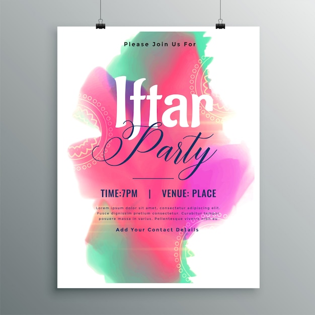 Iftar 파티의 초대장 템플릿 디자인