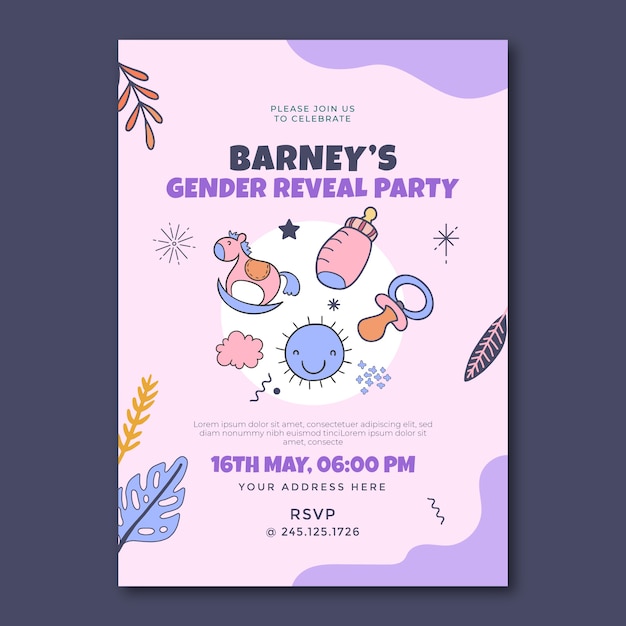 Free vector invitation template for gender reveal party