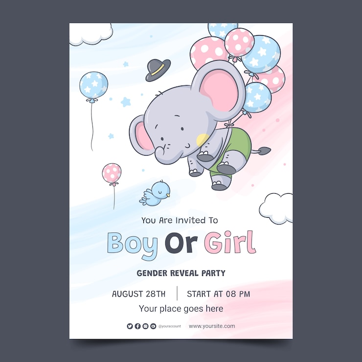 Free Vector invitation template for gender reveal party