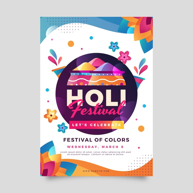 Free vector invitation template for holi festival celebration