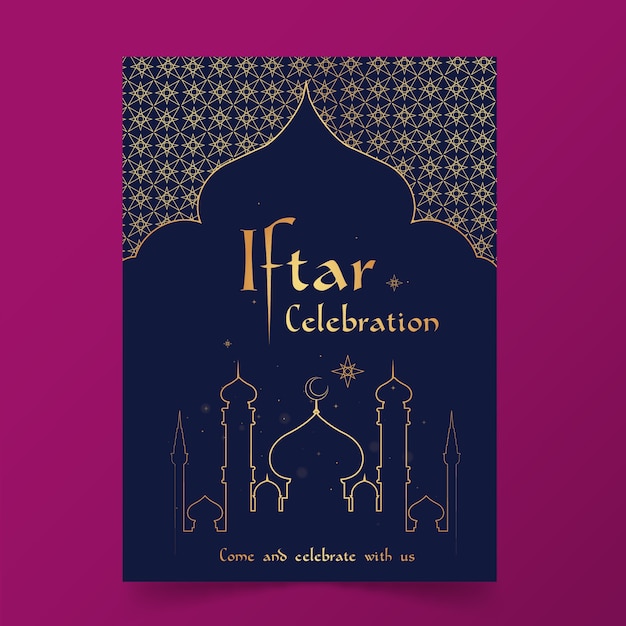 Free vector invitation template for iftar event