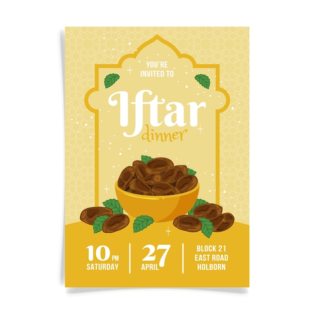 Free vector invitation template for iftar