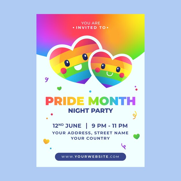 Free vector invitation template for pride month celebration