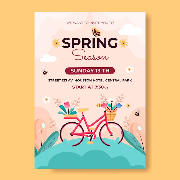 Free vector invitation template for spring celebration