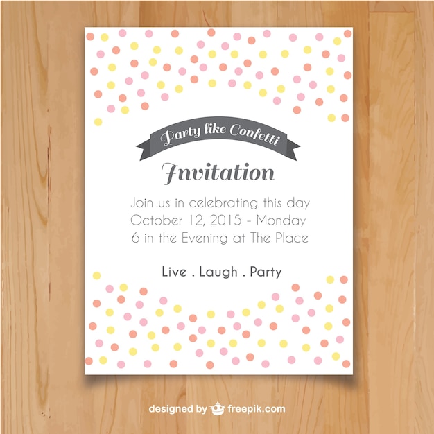 Free vector invitation template with confetti